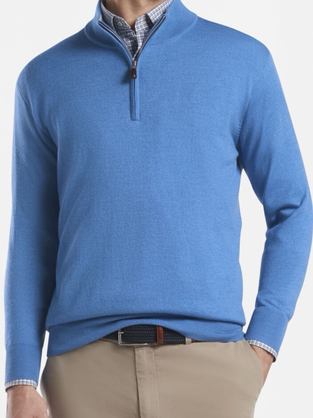 Peter Millar Crown Soft Quarter Zip Merino Wool/Silk Blue Sweater Sz XL